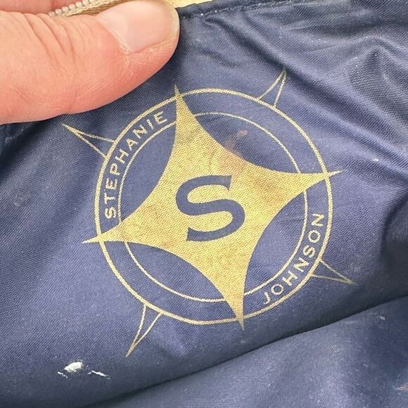 Stephanie Johnson Palm Desert Metallic Gold Cosmetic Makeup Bag zebra stripes - Picture 3 of 10